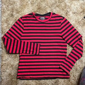 TRIPP NYC Men’s Red & Black Long Sleeve Stripe Shirt Size Large
